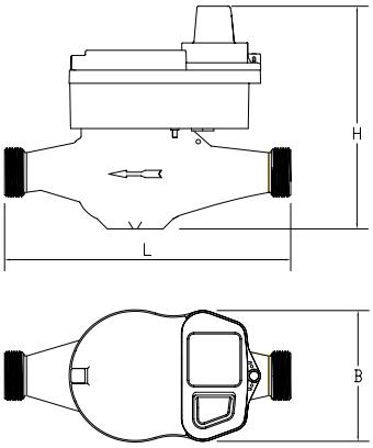 Lora无线远传水表外形尺寸图